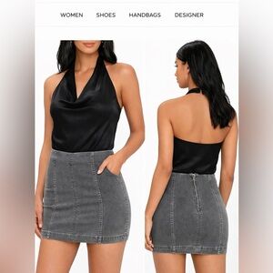 NWOT Free People Modern Femme Washed Grey Denim Mini Skirt Size 0
